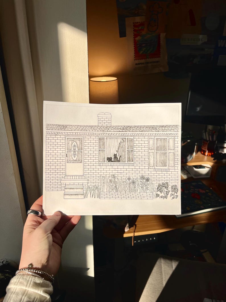 Hand-drawn Building Portrait | Custom Pen and Ink Drawing | Building ...