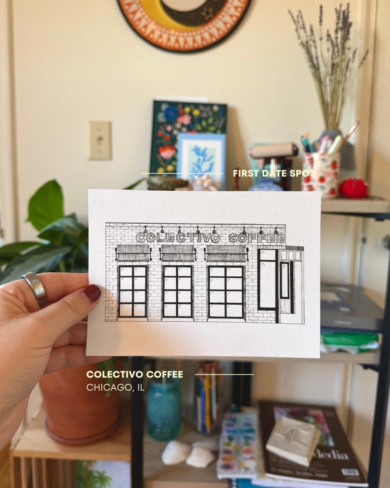 Custom Restaurant Drawing | Hand-drawn Pen and Ink Anniversary Gift ...