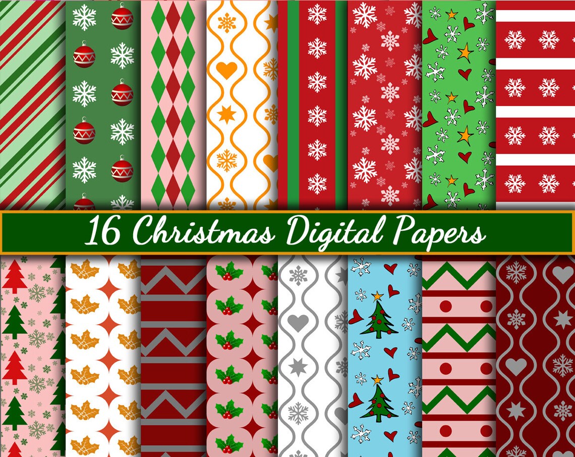Christmas Digital Papers / Background / Digital Paper Pack, JPEG - Etsy