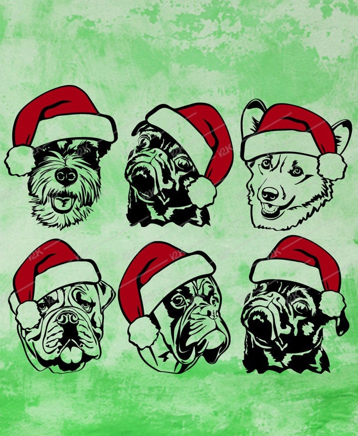 Bundle Dog Santa Hat 20 Dogs SVG Clipart for Cricut Etsy
