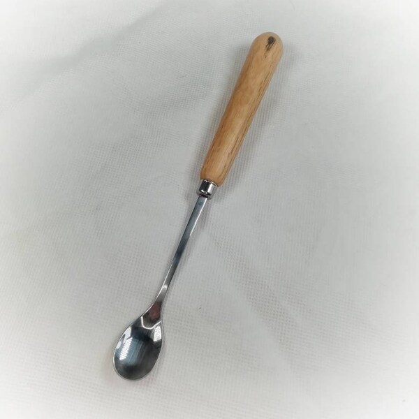 Jam or chutney spoon with oak whiskey barrel handle