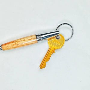 Barrel Stave Pen Chrome & Oak Keychain - Unique Whiskey Barrel Pen Gift for Whiskey Lover, Handmade Rustic Irish Heritage Gift