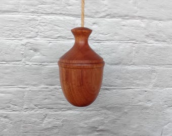 Wooden Light Pull Cord, dark wood, hand turned artisanal pull cord