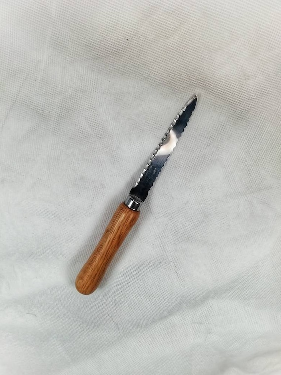 Grapefruit Knife With Turned Oak Whiskey Barrel Handle 