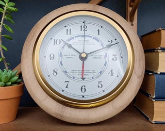 Hand-Turned Wooden Tide Clock | Mixed Woods, Nautical Wall Decor for Surfers, Sailors