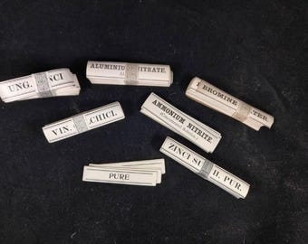 Vintage Apothecary Bottle Labels, Old Glass Bottle Tag, Victorian Chemist