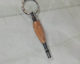 Whistle keyring with oak whiskey barrel detail