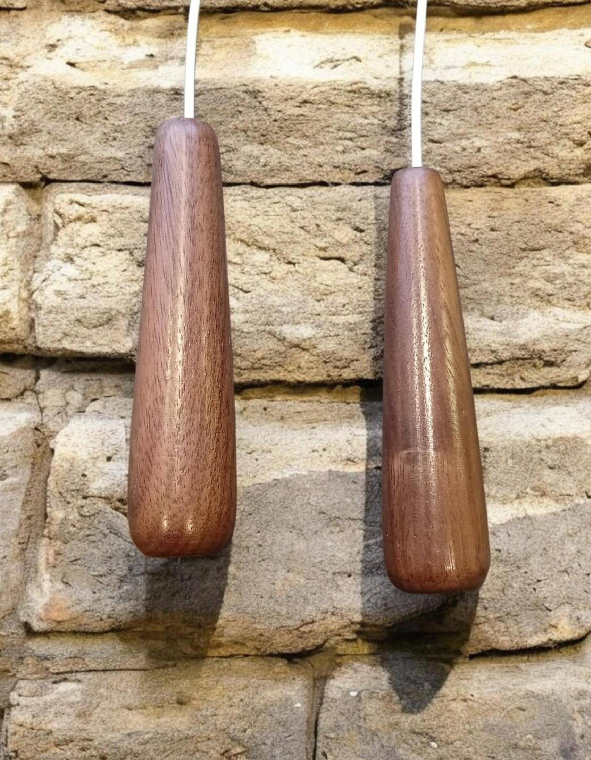 Hand Turned Walnut Light Pull - Modern Wooden Fan/Blind Cord