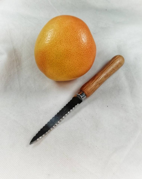Grapefruit Knife With Turned Oak Whiskey Barrel Handle 