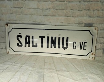 Vintage enamel street sign, retro metal address plaque