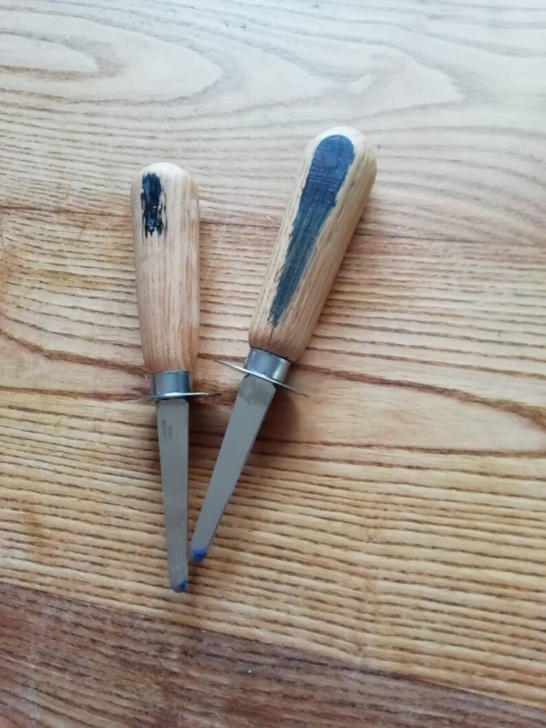 Oyster Shucking Knife With Oak Whiskey Barrel Handle Etsy UK