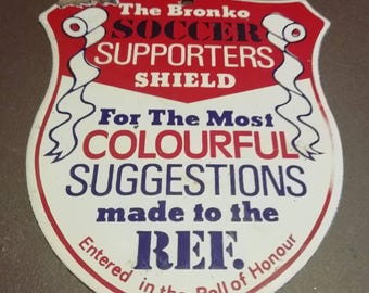 Enamel Sign for Soccer Prize, Vintage Dodo Designs Mid Century Decor Gift
