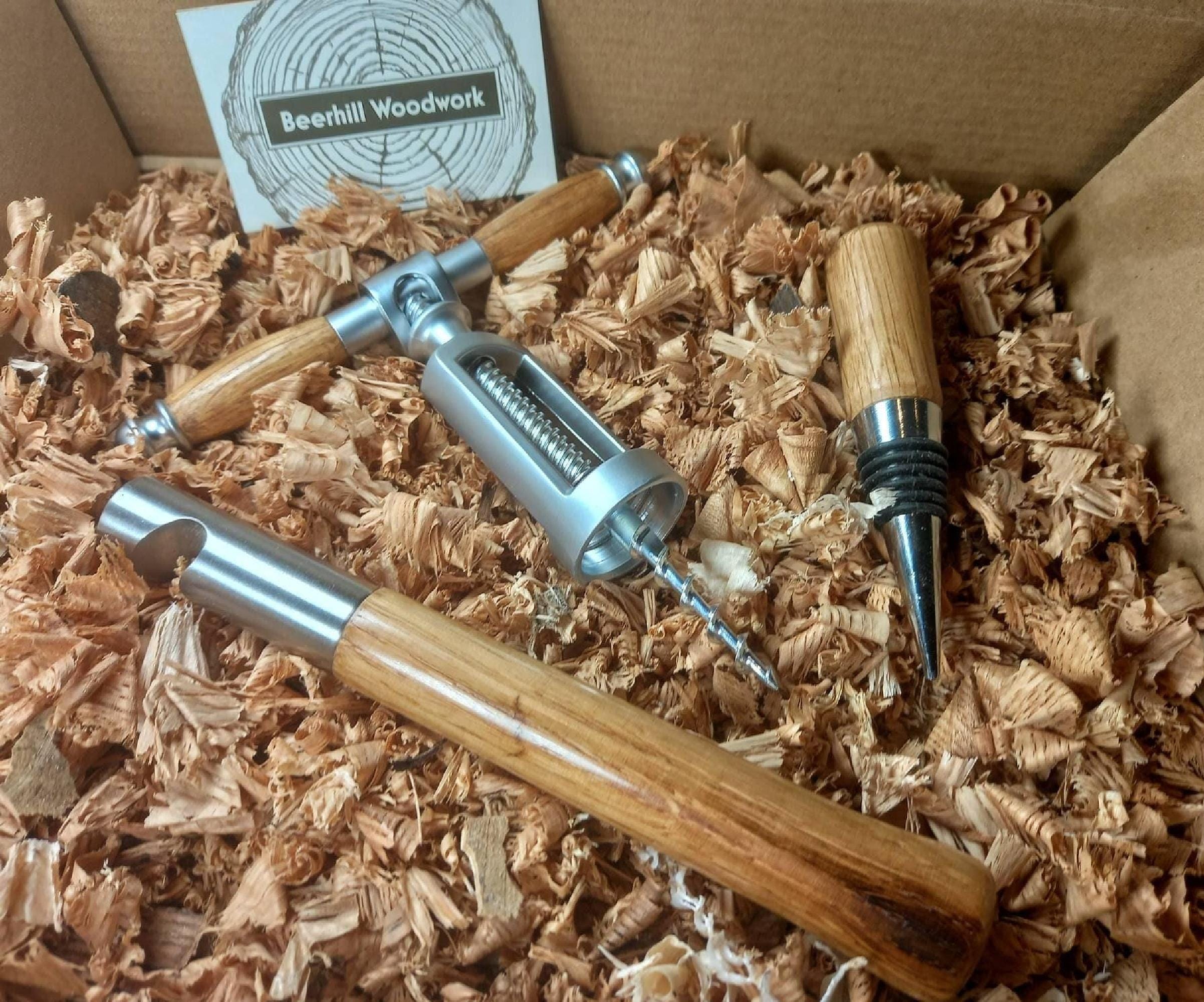 Barkeepers Gift Set with Oak Whiskey Barrel Handles - Ultimate Bartender Tool Kit, Fathers Day Gift, Mancave Bar Accessories, Gift for Him