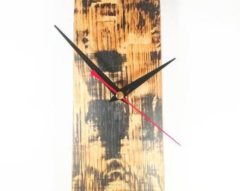 Whiskey Stave Clock, Reclaimed Barrel Wood, Rustic Wall or Desk Home Decor