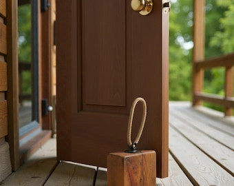 Oak Door Stop: Heavyweight Solid Wood, Natural Finish, Handcrafted Rectangular Design