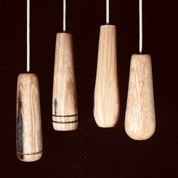 Oak light pulls made from reclaimed whisky barrel staves wood wooden