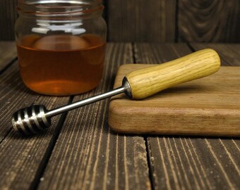 Mestolo per miele in rovere ricavato da una botte di whisky - Utensile da cucina rustico