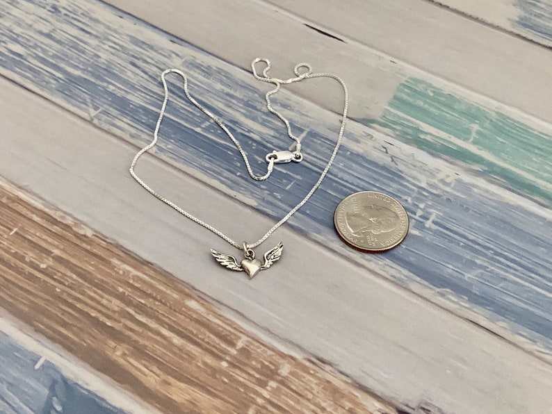 Heart Angel Wings Necklace Sterling Silver Artisan Heart Wings