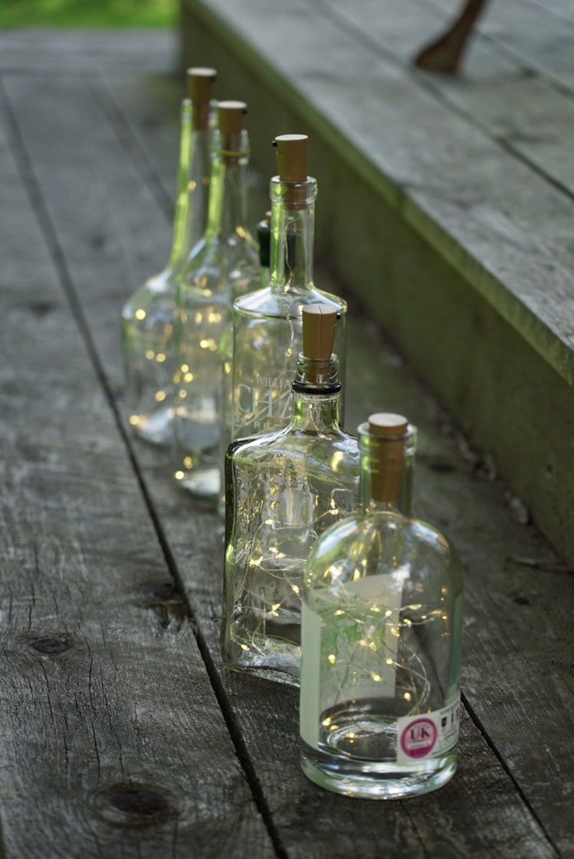 Glass bottles/fairy lights/centre piece/wedding/decoration Etsy