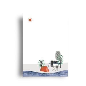 tarjeta 'camping junto al mar'
