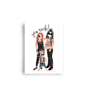 kaart 'family of four' uit de serie 'rockstar families'