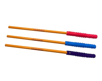 Adorno para lápiz Chubuddy Zilla en rojo o azul (lápiz n.° 2): masticable sensorial para niños de 3 años en adelante, con autismo, TDAH, necesidades sensoriales orales y especiales.