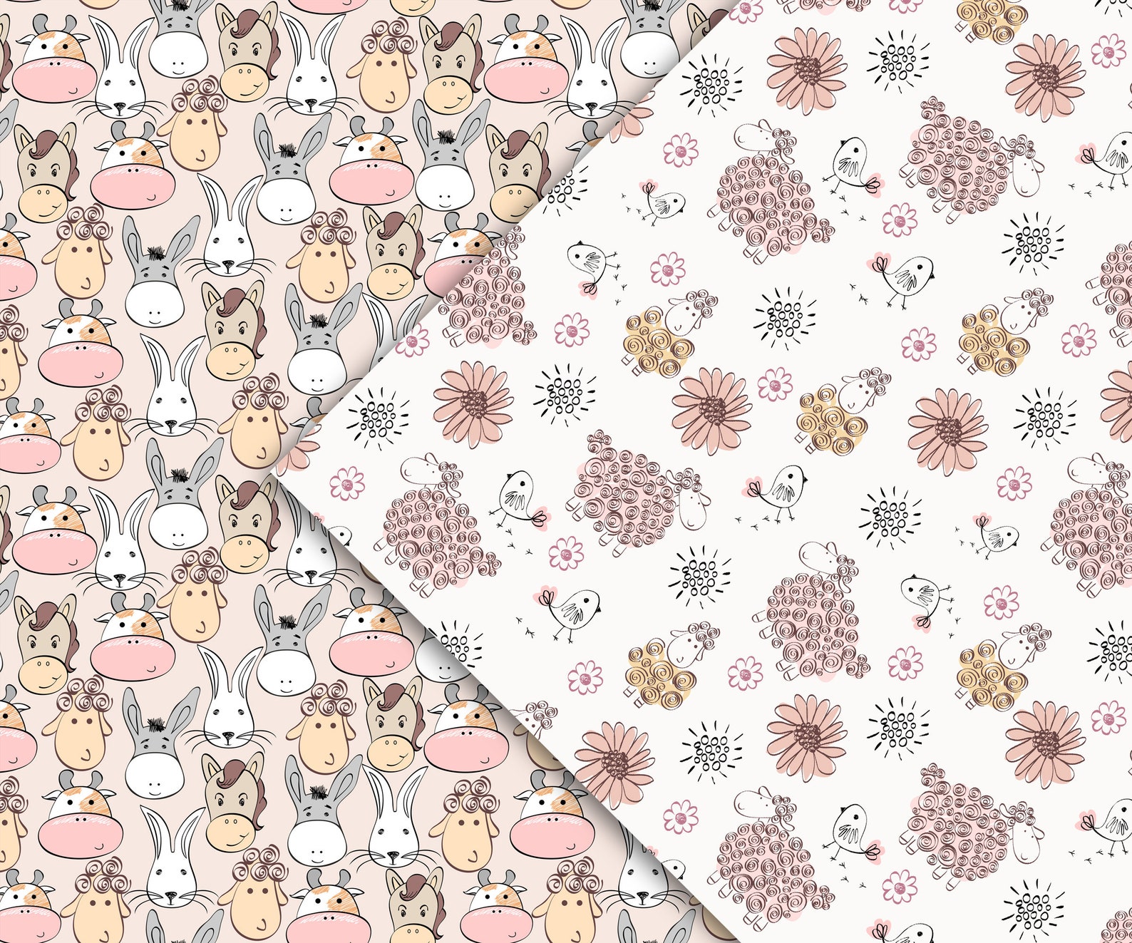 Farm animals baby paper pack Animal Scrapbook Papers baby | Etsy