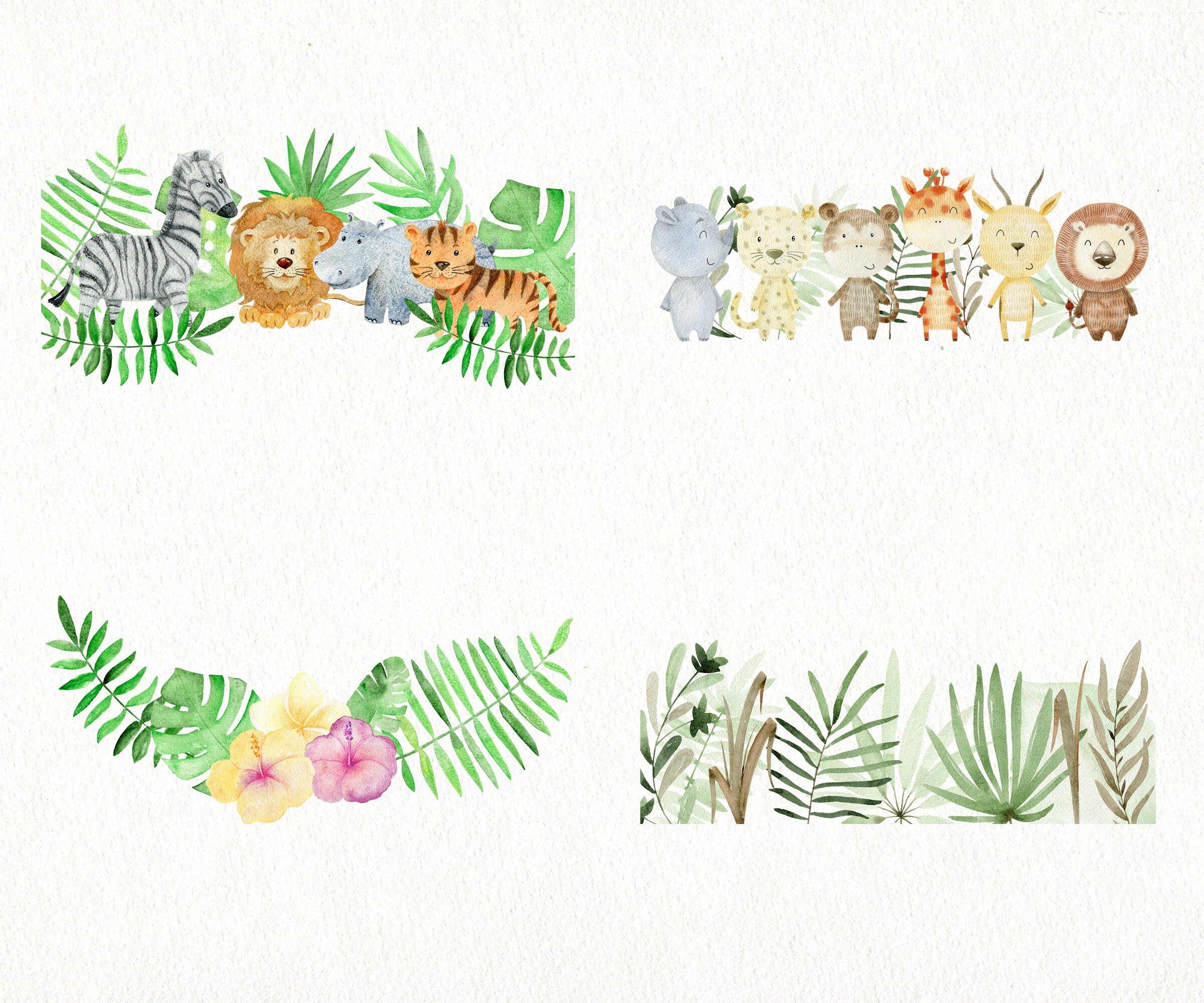 Watercolor animal clipart frames digital clipart baby | Etsy