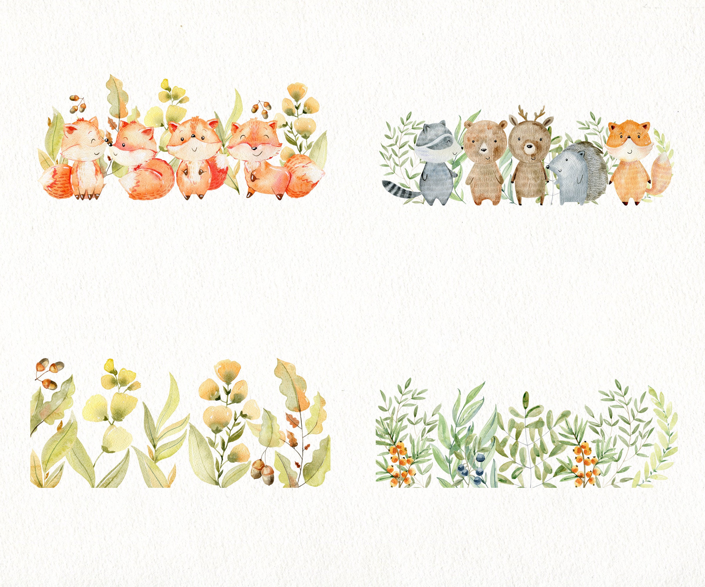 Watercolor animal clipart frames digital clipart baby | Etsy