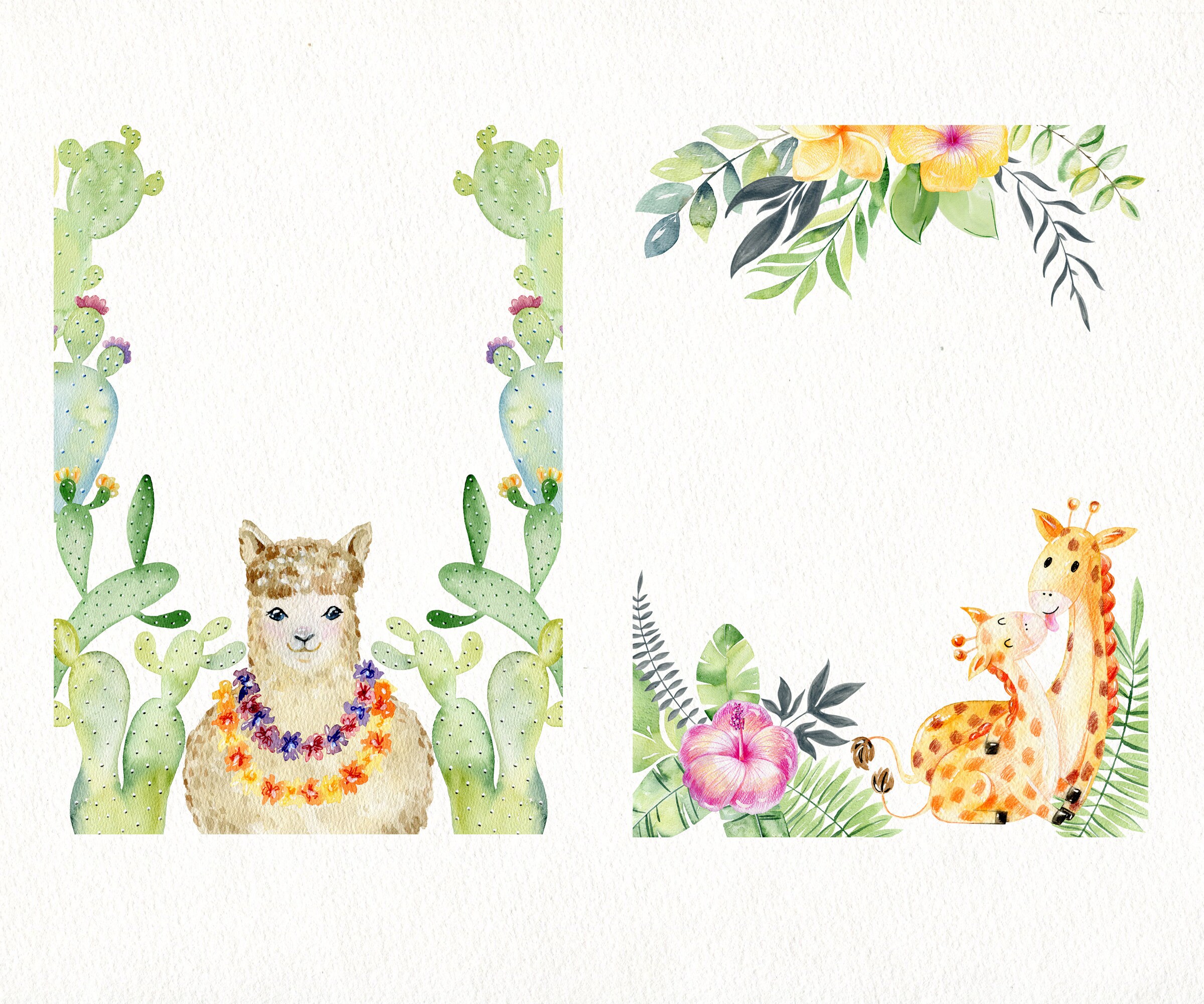 Watercolor animal clipart frames digital clipart baby | Etsy