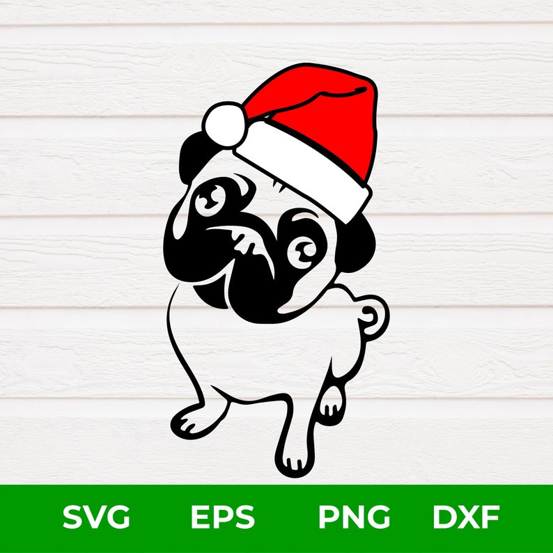Download Pug Christmas Svg Pug Dog Svg Pug Silhouette | Etsy