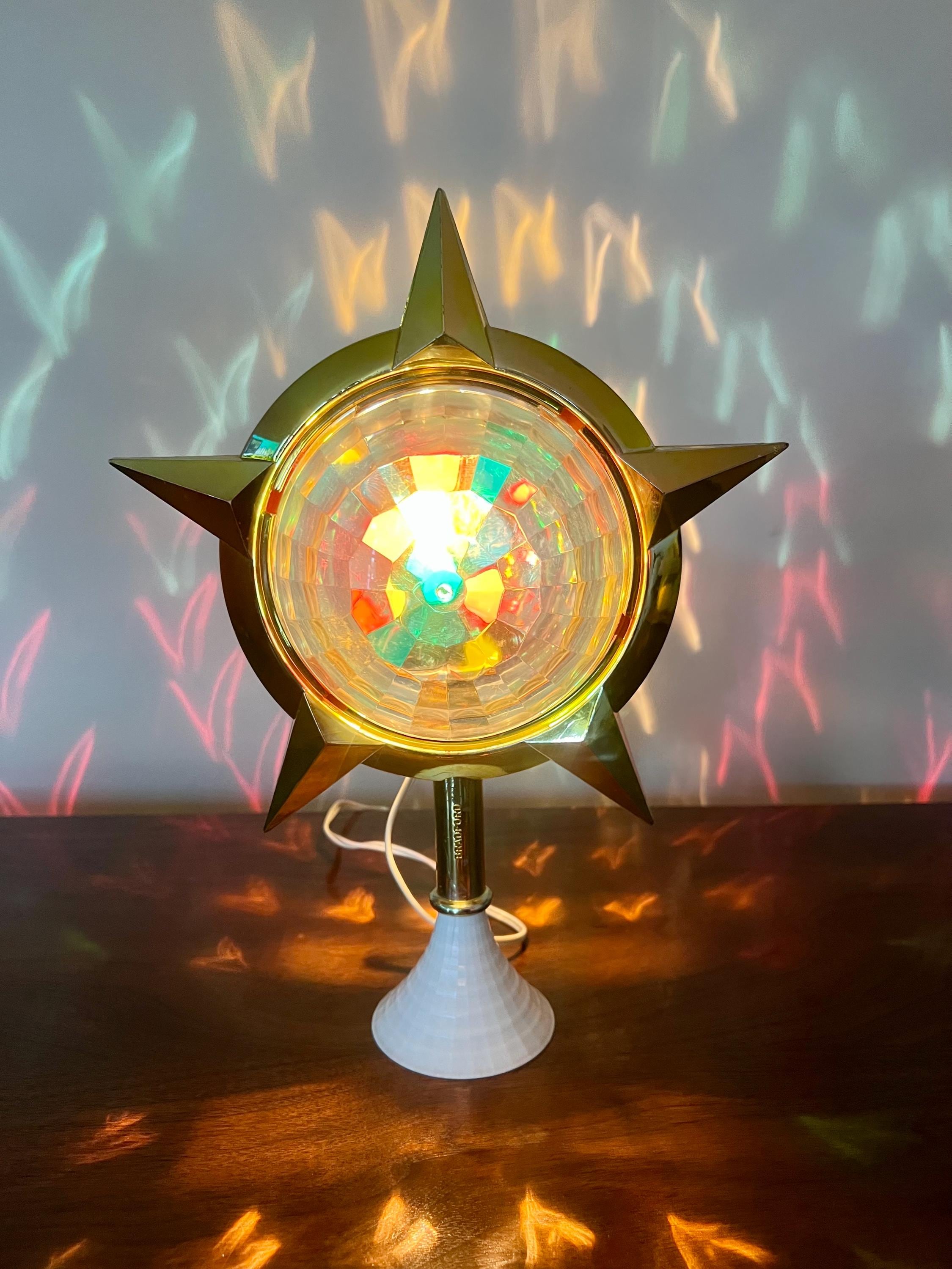 Vintage Bradford Celestial Star Motion Light Christmas Tree Topper