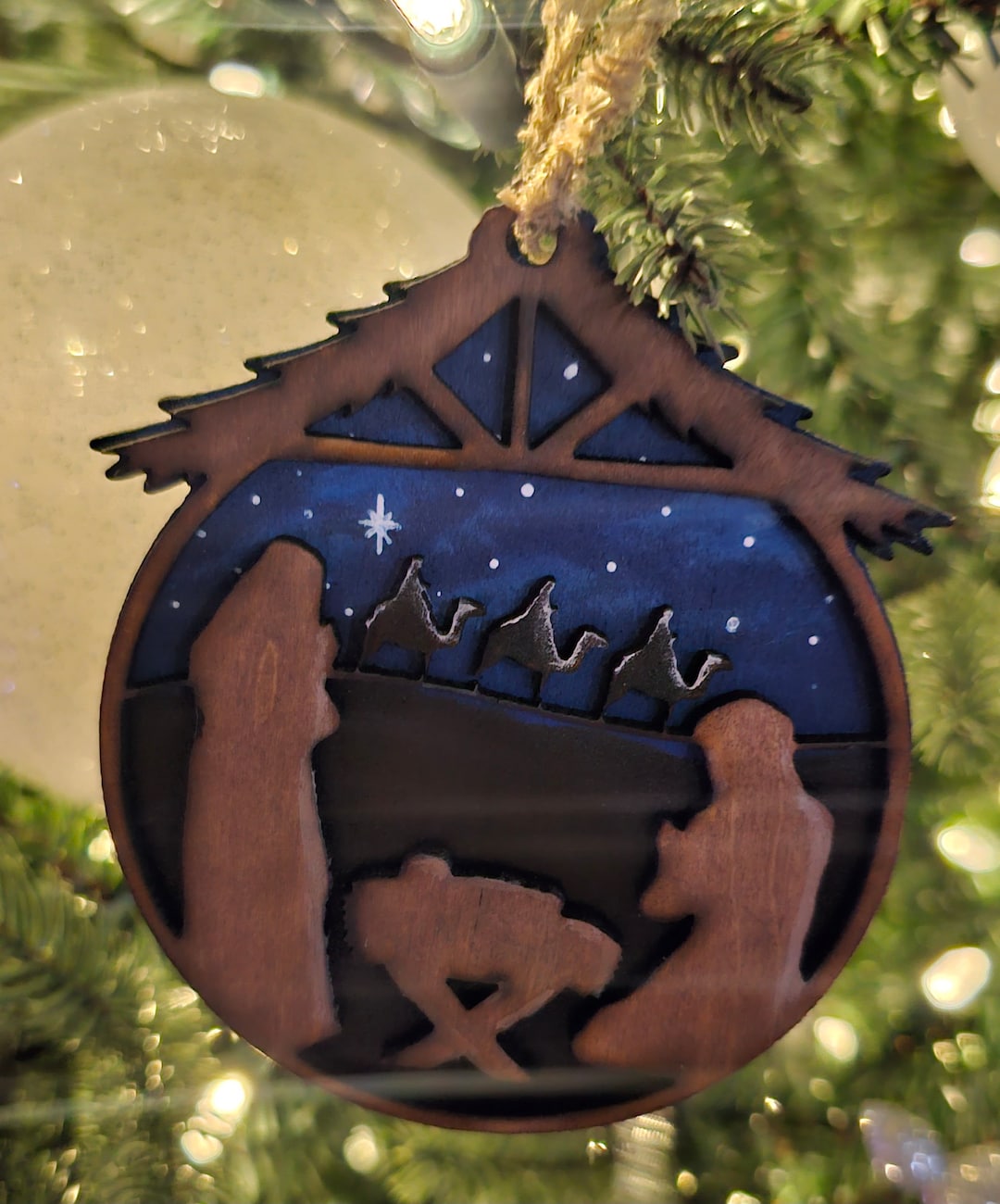 Handmade Wood Nativity Ornament Etsy