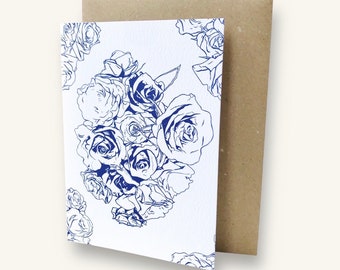 Blue Rose cards - Floral thank you cards - Birthday card - Gift for her - Get well soon cards - Any occasion cards - Handmade & Blank inside