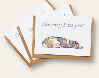 Im sorry I ate poo Jack Russell cards - Funny card from the dog - Dog lovers card - Handmade & blank inside