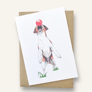 Cartes d'art Jack Russell - Cadeau pour les amoureux des chiens - Carte du chien - Cadeau pour promeneur de chien - Cadeau pour elle - Fait main et blanc à l'intérieur