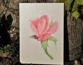 greeting card handpainted roses watercolor card abstract floral card handpainted cards blank card Rose card black border