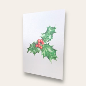 Cartes de Noël Holly - Cadeau pour elle - Cartes de Noël - Fait main et intérieur vierge