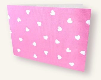 Pink heart cards - Valentine’s Day cards - Anniversary card - Gift for her - Wedding card - Romantic cards - Handmade & Blank inside