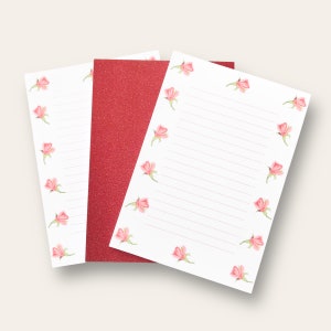 Pink Roses Notepad - To do list -  Floral memo pad - Tear off notepad - Gift for her - A5 Recycled paper with glitter card backing