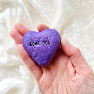 Love you heart stone - Gift for her - Handcrafted clay keepsake gift