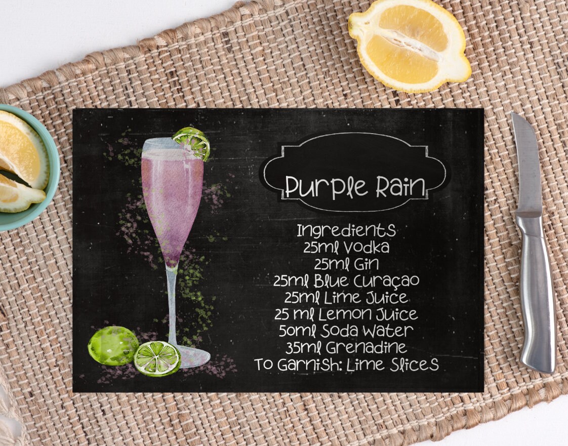 Personalised Glass Chopping Board With Cocktail Recipe Etsy UK