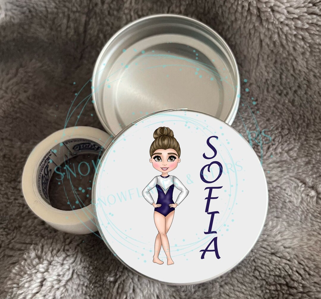 Personalised Gymnastics Jewellery, Earring, Tape, Bobble, Grip Tin