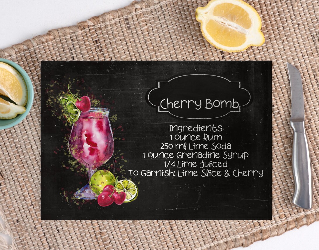 Personalised Glass Chopping Board With Cocktail Recipe Etsy UK