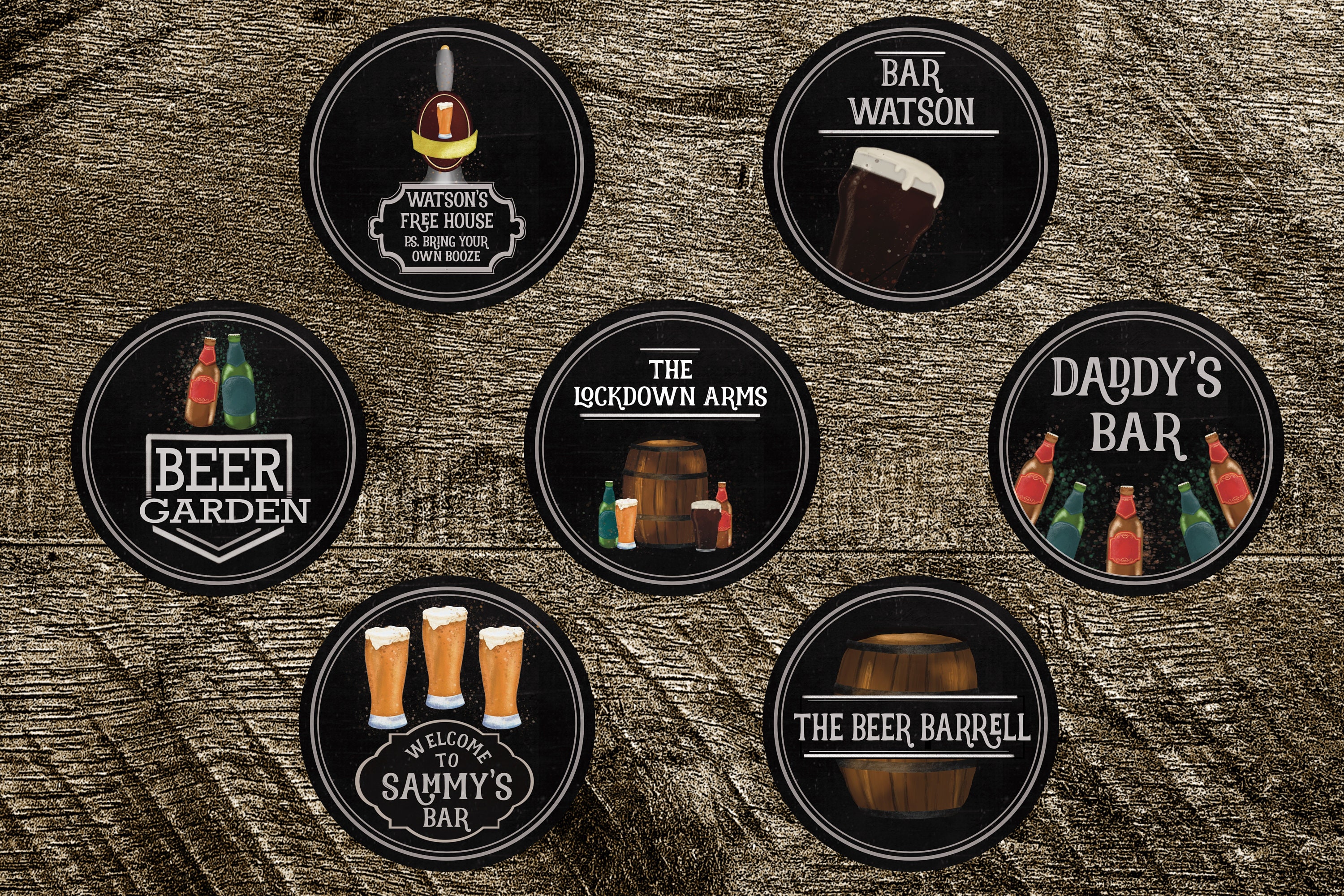 Personalised Home Bar Coasters 7 Design Choices Your Choice Etsy UK