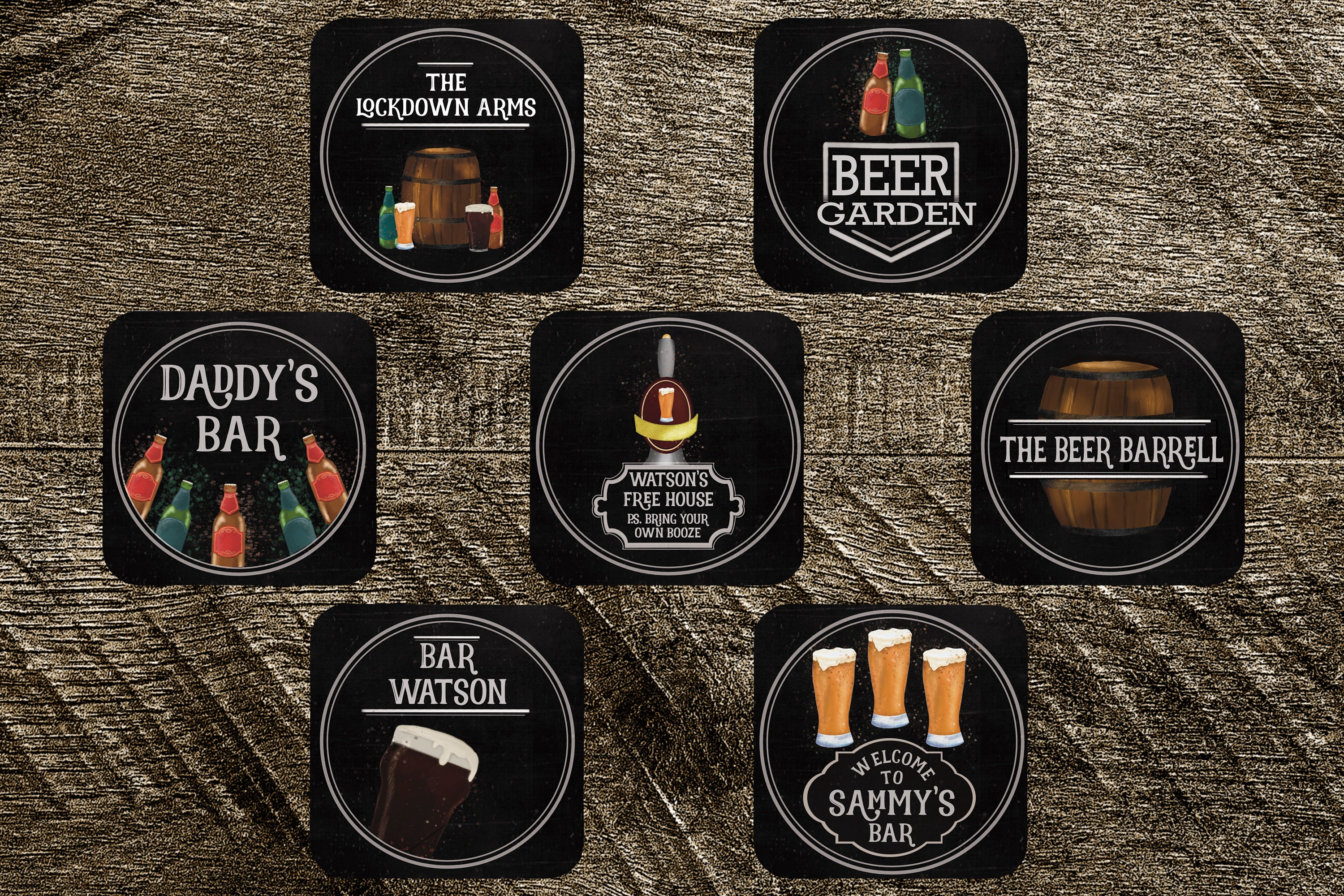 Personalised Home Bar Coasters 7 design choices your choice Etsy