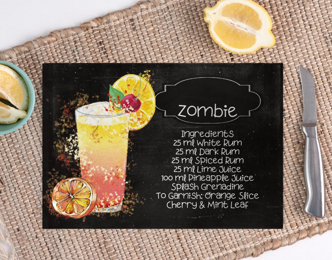 Personalised Glass Chopping Board With Cocktail Recipe Etsy UK