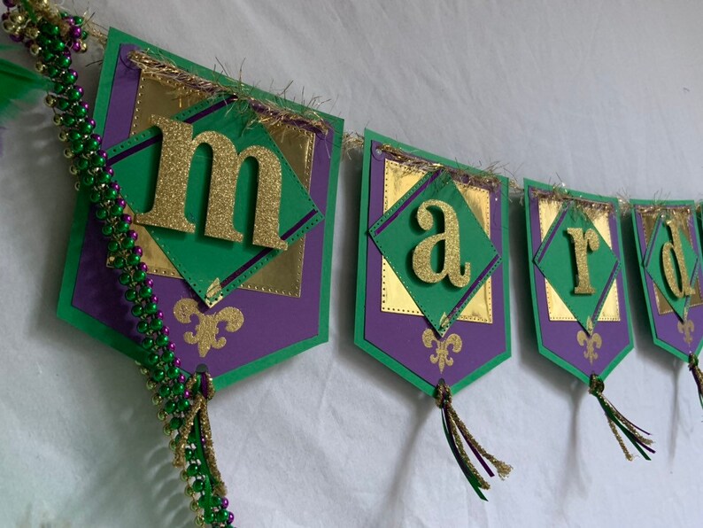 MARDI GRAS BANNER New Orleans Mardi Gras party banner green Etsy