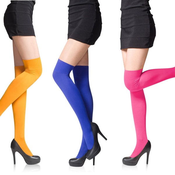 Damen Over the Knee Socken - oberschenkelhohe Socken -22 Farben - Sentelegri