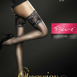 Exclusive Hold-ups by Fiore "SANDRINE" -20 Denier - 15 cm Deep Lace Top